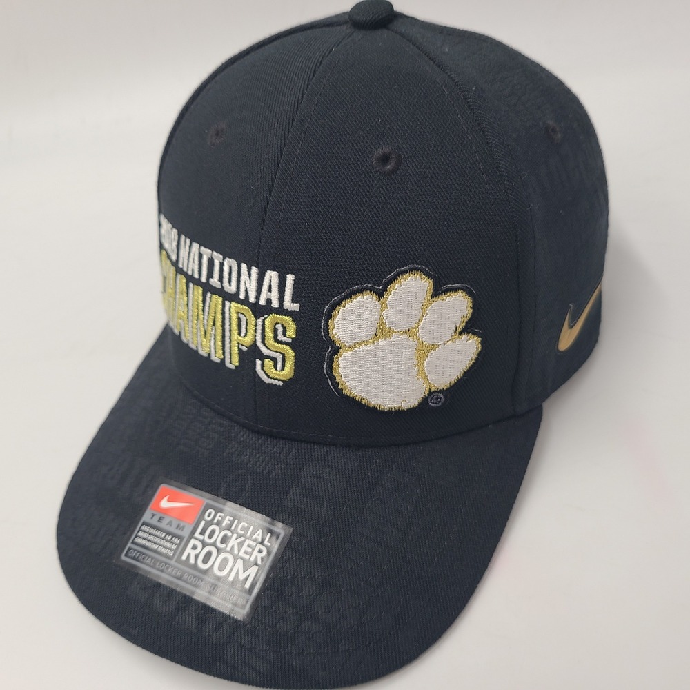 Clemson Tigers Hat Strapback (Fits Small) Nike Black 2018 National Champions Men